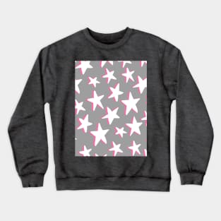 White and Pink Stars Pattern Crewneck Sweatshirt